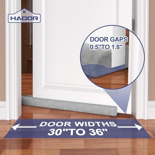 Door Draft Stopper for Bottom of Door, 36 Inch Und... (Gray | Polyester Blend)