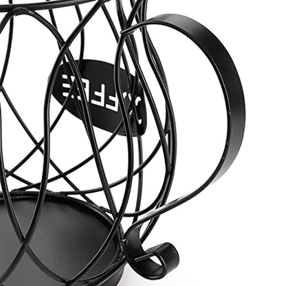 Coffee Pod Holder, Coffee Capsule Basket for Counter Table Bar, Metal Espresso Pod Keeper Storage for Home Cafe Hotel, Black