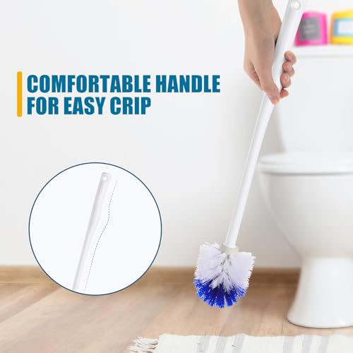 Willinglong 15 Pcs 18.5 Inch Toilet Bowl Cleaner Brush Bathroom Long Plastic Handled Cleaning Scrubber with Hook Hole Without Holder for Household Cleaning (Blue,White)