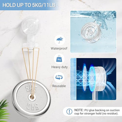 LUXEAR Suction Hooks,4 Pack 2razor Hooks 2 Single Hook Clear Removable & Reusable Vacuum Suction Hanger Waterproof Powerful Weather Hanger Hook for Towel Bathrobe Loofah Bathroom Kitchen Storage