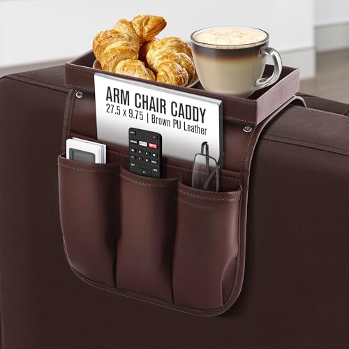 Armchair Caddy, Recliner Accessories, Armrest Orga... (Brown)