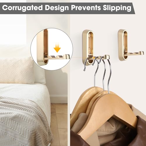 Foldable Wall Hook, Gold, 4 Pack, Screw Mounted, Heavy Duty Coat Hooks | 90° Foldable Design, Wall Mounted, Zinc Alloy, Flip-Down Design, Includes Screws And Anchors, For Bedroom, Entryway, Closet
