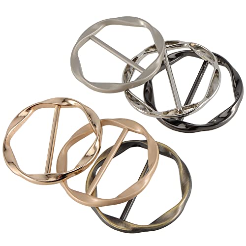 HOZEON 30 PCS Scarf Ring Clips, Silk Scarf Ring Clip, T-shirt Ring Clips Waist Buckle Clip Metal Circle Buckle Ring Holder for Clothes, Hat, Belt Fashion Decor, 6 Colors