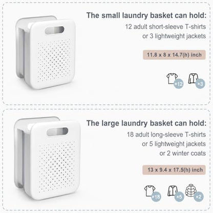 Collapsible Laundry Basket, Space-Saving Wall-Mounted Hamper, Detachable Hanging Organizer for Home, Dorms, RVs, Measures 11.8" x 8" x 14.7" In (White)