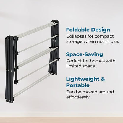 Honey-Can-Do 6-Tier Collapsible Steel Clothes Drying Rack, 24 ft, White | 6-tier steel rack with 24 ft of drying space folds flat to 3 in. Coated bars are gentle on delicates; 50 lb capacity.