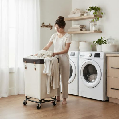 StorageWorks 160L Laundry Basket with Wheels, Rolling Hampers for Clothing