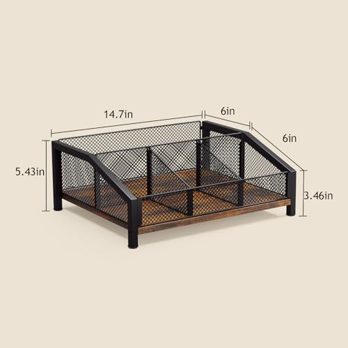 Coffee Station Organizer - Coffee Bar Organizer with Removable Dividers for Pods Condiment Syrup Tea Stirrers, K Cup Holder for Kitchen, Office, Home, Countertop, Brown