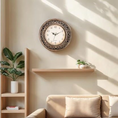 Pumtus Plastic Silent Wall Clock, 13 Inch Vintage Battery Operated Wall Clocks, Large Decorative Round Living Room Clock, Non-Ticking Retro Analog Clocks for Bathroom, Office, Kitchen, School