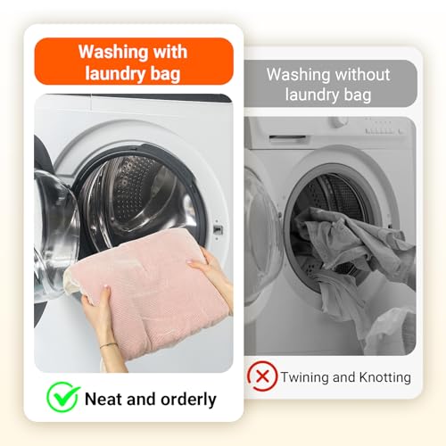6Pcs Organic Cotton Mesh Laundry Bags for Delicates, Durable Mesh Wash Bags, Sturdy Zipper Laundry Bag for Underwear, Clothes, Shoes, Socks, (3 Large, 3 Medium)
