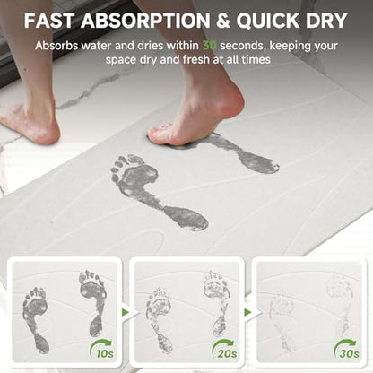 Large Stone Bath Mat, 31.5 x 19.7” Diatomaceous Earth Bath Mat | Extra Large Stone Bath Mat for Bathroom, Absorbent Stone Shower Mats, Non-Slip Barhroom Floor Mat, Quick Dry, Easy to Clean