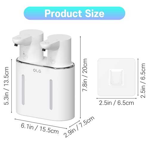 OLG Touchless Soap Dispenser - Automatic Hand - Dual Tank - 27 fl oz - Dish Detergent - Kitchen Bathroom - Foam and Liquid