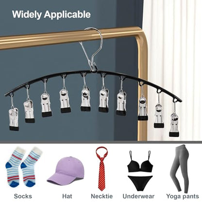 3Pack Legging Organizer for Closet,Upgrade Skirt Pants Hangers with Clips, Metal Yoga Pants Hangers 10 Clips,Hangers Space Saving Closet Organizers Rubber Coated Organizers Leggings Hanger(Black)