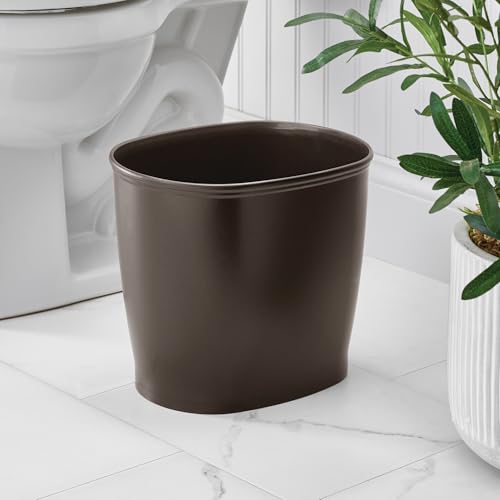 iDesign Slim Plastic Bathroom Trash Can, Bronze | Small Garbage Bin, For Bedroom, Office, Desk, Dorm