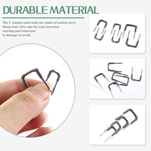Keadic 540Pcs Insulated U Staple Nail Assorted Size Set, 0.56", 0.44“, 0.41", 0.36" Electrical Cable Staples Metal Cable Clip with Plastic Staple Wire Holder for Fixing Wires Cables