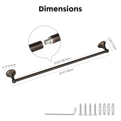 Antique Bathroom Towel Bar Oil Rubbed Bronze, 24 Inch Towel Racks for Bathroom Wall Mounted,Bathroom Towel Holder Bronze,Home Decor Towel Rod