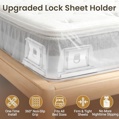 INSMART Sheet Holders - Bed Sheet Holder for Corners&Sides, Strong Elastic Sheet Straps/Grippers. Keep Sheets Firm&Tightt, No More Loose Sheets, Universal Fit and Easy Installation