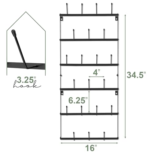Sorbus Mug Rack for Wall - Small Rustic Coffee Mug Holder Wall Mount with 21 Hooks, Coffee Cup Display Rack, 6-Tier Metal Mug Organizer for Home, Kitchen & Bar, Coffee Station, Dining Room