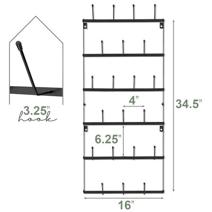 Sorbus Mug Rack for Wall - Small Rustic Coffee Mug Holder Wall Mount with 21 Hooks, Coffee Cup Display Rack, 6-Tier Metal Mug Organizer for Home, Kitchen & Bar, Coffee Station, Dining Room