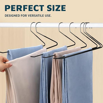 Lifemaster Metal Pants Hanger Set - 30 Pieces Elegant Non-Slip Closet Space Saving Hanger Set for Pants, Trouser, Blankets, and Jeans with Rubber Coating and Open Ended Sleek Design - Black