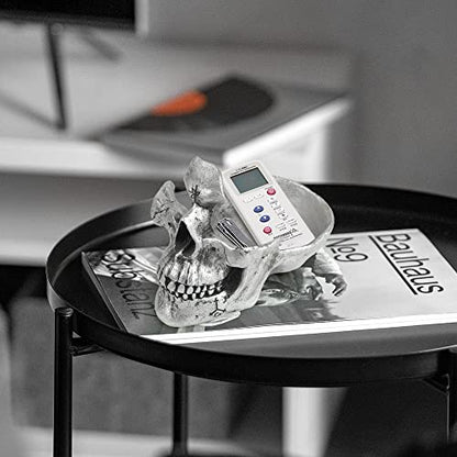Mrlikale Skull Glasses Stand Holder, Creative Eyeglasses Holder (Silver) | Sunglasses Spectacle Display Rack, Key Holder Resin Sculptures for Entryway, Home, Office, Desk, Nightstand