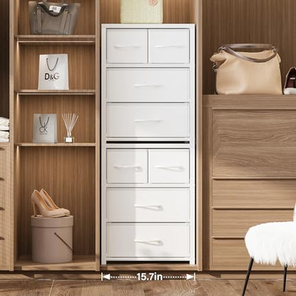 Homeiju Stackable 4-Drawer Fabric Dresser with Waterproof Wood Top – Closet Organizer & Storage Drawers for Bedroom, Modern Metal Frame Design (3 Tier)