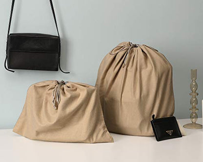 PlasMaller Dust Cover Storage Bags Purified 100% Cotton with Drawstring Pouch For Handbags Purses Pocketbooks Shoes Boots Set of 2 (16.5 x 13 in)
