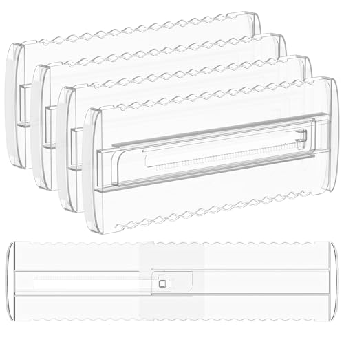 4 Pack 4" High Drawer Dividers for Clothes, 10.2"-16.5" Expandable Dresser Drawer Organizers, Adjustable Plastic Clear Drawer Separators for Kitchen, Baby Clothing, Socks, Underwear, Bedroom
