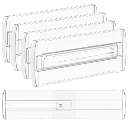 4 Pack 4" High Drawer Dividers for Clothes, 10.2"-16.5" Expandable Dresser Drawer Organizers, Adjustable Plastic Clear Drawer Separators for Kitchen, Baby Clothing, Socks, Underwear, Bedroom