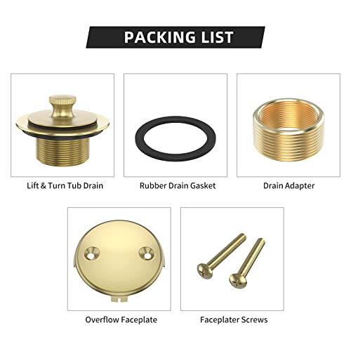 Brushed Gold Bathtub Drain Bath Tub Trim Set Conve... (Brushed Gold | Metal)