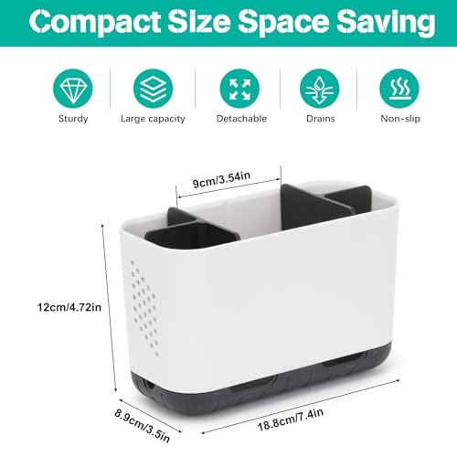 Toothbrush Holders for Bathrooms, Electric Toothbrush and Toothpaste Holder with Adjustable Dividers and Drainage, Kids Toothbrush Organizer for Bathroom Countertop