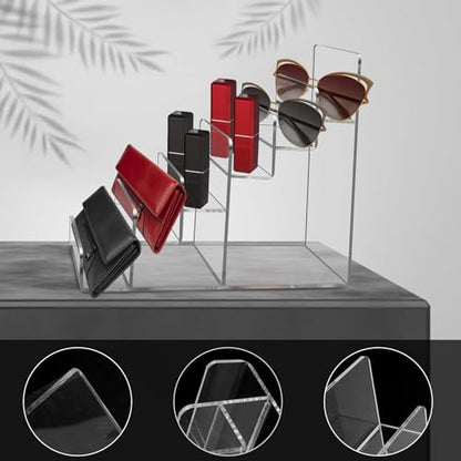 Acrylic Wallet Display Stand Purse Handbag Organizer, Clear Jewelry Riser Display Stand Purse Display Rack, Acrylic Display Shelf for Cosmetic Perfume Jewelry Sunglasses Handbag (4 Tier)