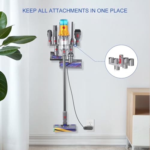 LANMU Accessory Holder Compatible with Dyson V15 V11 V10 V8 V7 Outsize Gen5 Cordless Stick Vacuum Cleaner, Drill Free Docking Station Attachments Organizer, Fit Accessories and Parts Storage