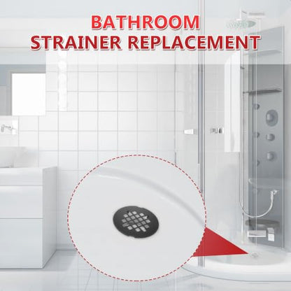 Enhon 4.25" OD Shower Drain Assembly, Snap in Shower Base Drain and Round Grid Strainer Cover, Fits 2 in. Schedule 40 ABS and PVC Pipes, Stainless Steel Cap, ABS Base(Matte Black,1 Pack)