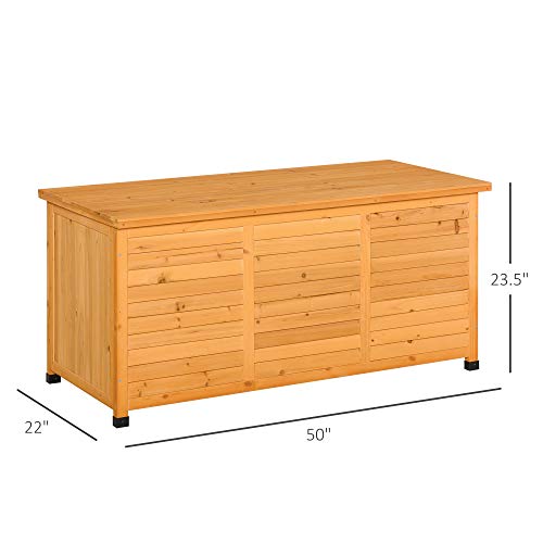 Outsunny 75 Gallon Wooden Deck Box Outdoor Storage Container Yellow | Aerating Gap, Weather-Fighting Finish