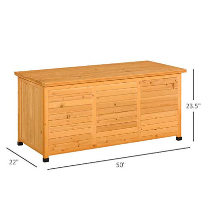 Outsunny 75 Gallon Wooden Deck Box Outdoor Storage Container Yellow | Aerating Gap, Weather-Fighting Finish