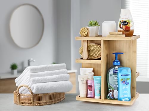 360° Makeup Organizer - Bamboo Wood Make Up Storag... (Tan | Bamboo)