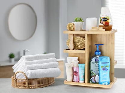 360° Makeup Organizer - Bamboo Wood Make Up Storag... (Tan | Bamboo)