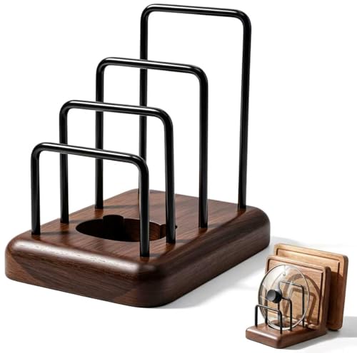 Chopping Board Rack with Walnut Base – 3 Slot Wood... (Walnut | Walnut)