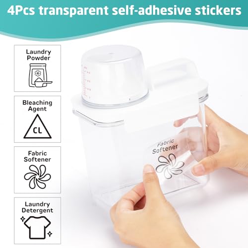 Provoue Laundry Detergent Dispenser-2 Pack, 37 oz Detergent Dispenser with 4 Removable Labels, Laundry Soap Dispenser for Laundry Room Organization and Storage, BPA Free & PET Plastic Clear