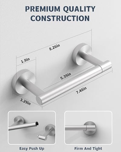 Bathroom Toilet Paper Holder Wall Mount SUS304 Stainless Steel Double Post Pivoting Toilet Paper Roll Holder Wall Mounted for Bathroom RV Commercial Toilet Tissue Dispensers, Brushed Nickel