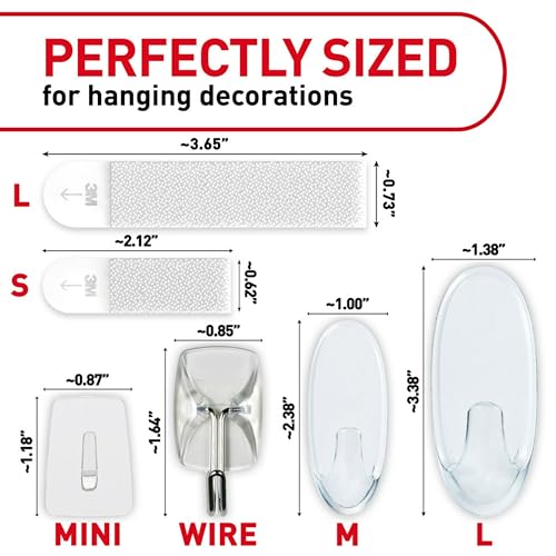 Command Clear Variety Pack, Including 8 Pairs of Picture Hangers, 4 Clear Wire Hooks and 11 Wall Hook for Hanging Back to School Dorm Organizers, Damage-Free Hanging Up to 19 Items