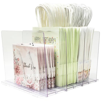 Gift Bag Storage Organizer, Acrylic Clear Shopping Bag Organizer, Adjustable Shelf Divider Bag Organizer for Small Closet, 1 Pack