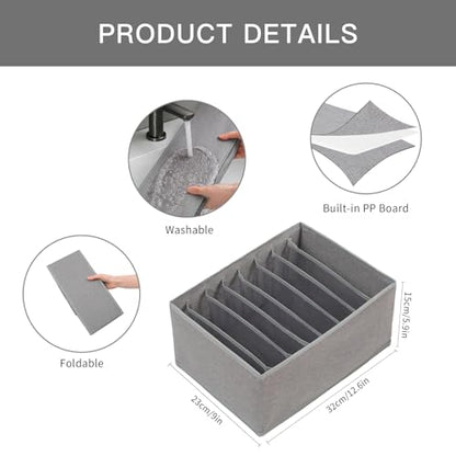 4 Pack Drawer Organizers for Clothing, 8 Grids Foldable Closet Organizers and Storage Bins for Bedroom, Dresser Organizer Boxes for Thin T-shirts, Tank Tops