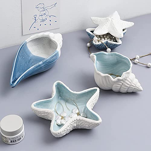 Starfish Ceramic Jewelry Dish Tray, Ring Holder and Trinket Tray for Rings | Decorative Jewelry Holder for Earrings, Necklaces and Keys, Beach Decor, Coastal Decor, Ocean Decor and Gift for Women