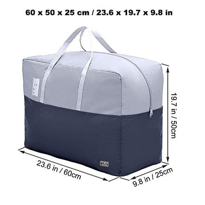 75L large Zipper Under-bed Comforter Storage Bag,2park moving bag | (2) Folding Blanket Storage Bag with Reinforced Handle, Bedding, Quilt, Clothes, Pillows, travel storage organizer, Grey