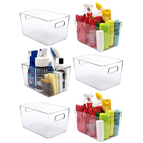 Clear Plastic Storage Bins, Perfect for Kitchen Organization or Pantry Organization and Storage, Laundry Room, Fridge, Freezer Organizer Plastic Storage Containers for Organizing, Cabinet Organizers