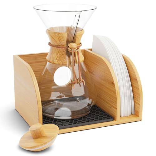 Pour Over Caddy with Lid for Chemex Bodum Cosori C... (Black-1)