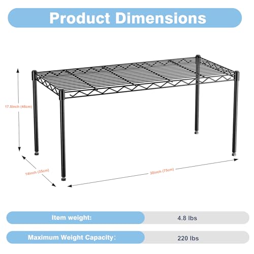 1-Tier Wire Shelf Rack,30" Wx14 Dx17 H,Single Metal Shelves Rack | Height Adjustable Metal Wire Shelving Unit and Storage for Kitchen,Cabinet,Countertop,Under-Sink,Closet,Pantry,Bathroom