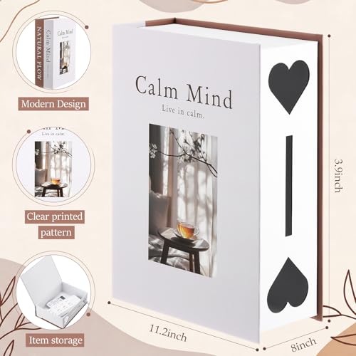 Maitys Book Shape Decorative Cable Management Box, Cable Cord Organizer Hider Box with Magnetic Closure, Decorative Faux Books for Home Office Decor Photo Storage(Light Brown,Sunlight)