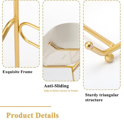 Large Size 2 Tier Ceramic Fruit Bowl,（13.4 and 11... (Gold and White | Ceramic)